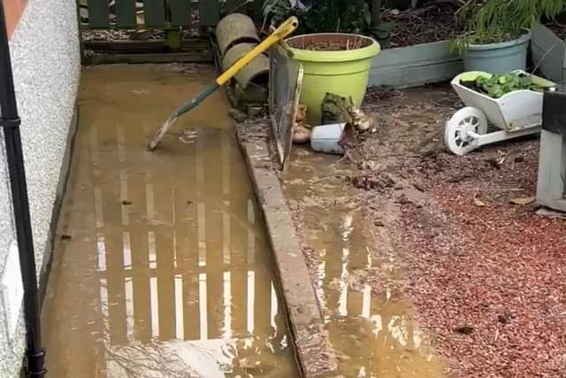 The foul waste water from the sewer leak built up around the property for more than a week before Yorkshire Water responded. (Photo: Luke Birch)