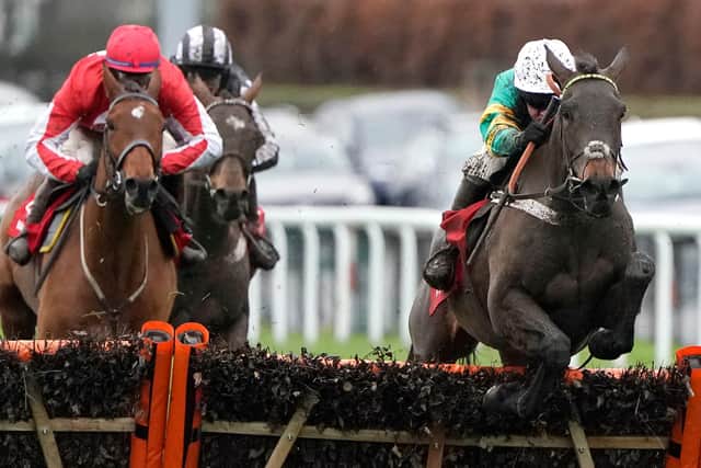 Epatante (right), who was made favourite for the Unibet Champion Hurdle after this win at Kempton on Boxing Day.