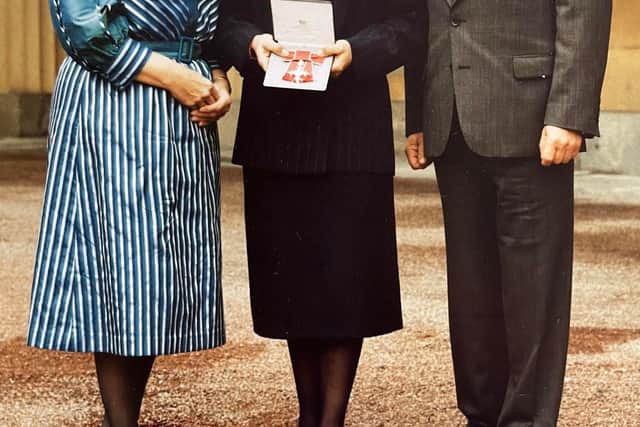 Nina Leden and Judy Leden at Buckingham Palace after Judy was awarded her MBE.