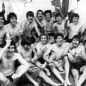 The Spireites celebrate in the dressing room after beating Rangers 3-0 on the way to winning the 1981 Anglo-Scottish Cup.