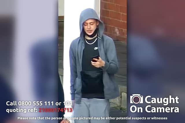Officers are keen to locate the male pictured above in relation to an assault in Queen's Park, Chesterfield.
