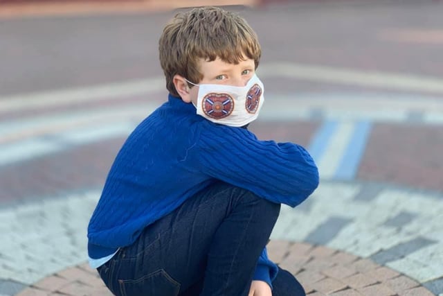 Linda Lee Thomson made her Hearts-daft son a mask with the badge of his favourite team