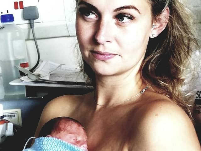 Becky Theodoulou with newborn baby Stefan who arrived 11 weeks early.