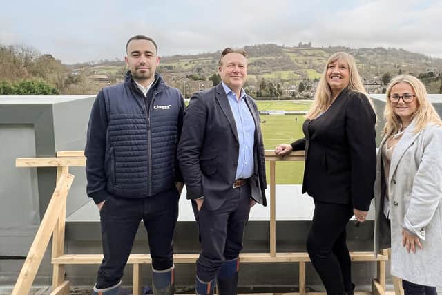 From left, Dominic Jackson and Marc Freeman from Clowes Developments, with Sally Botham and Zoe Shaw from Sally Botham Estates.
