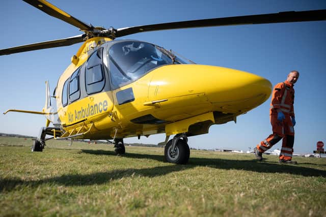 An air ambulance was forced to make an emergency landing in the Peak District yesterday following a bird strike. Photo by Leon Neal/Getty Images.