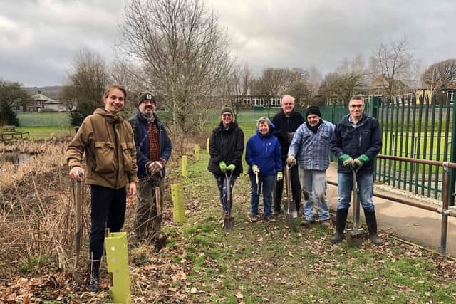 Frank Adlington-Stringer (on the left) and local volunteers have planted 500 trees across Wingerworth.