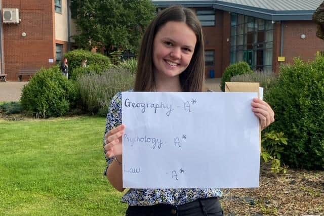 Lucy Astell was awarded an A* Geography, A* in Law and another A* in Psychology