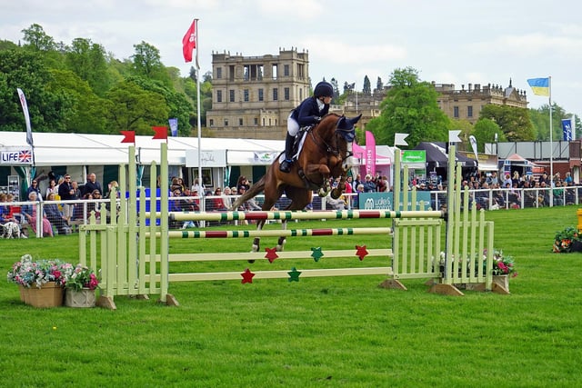 A competitor in the CC12-s show jumping.