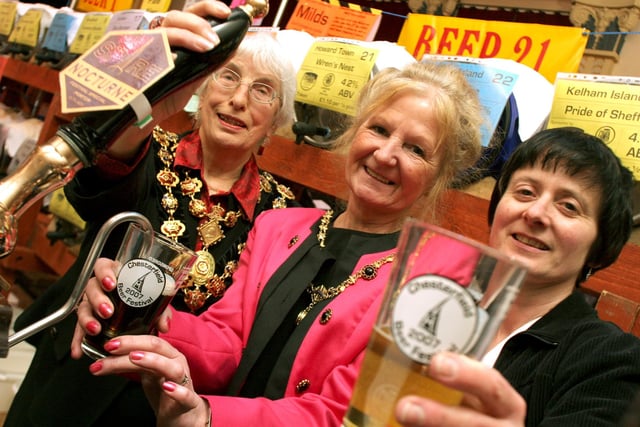 Chesterfield CAMRA beer festival in 2009 was opened by the mayor Trudy Mulcaster, mayor's consort June Brown and CAMRA chairman Rhoda Waygood.
