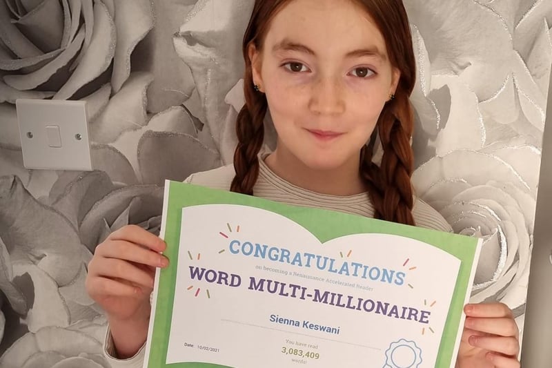 Christina Hayle shared this picture of her talented daughter, clever Sienna, who has so-far read three million words during this school year - and counting! You go Sienna.