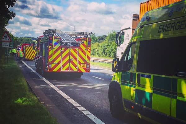 A multi-vehicle crash is being dealt with by emergency teams on the A38. Image for illustration only.