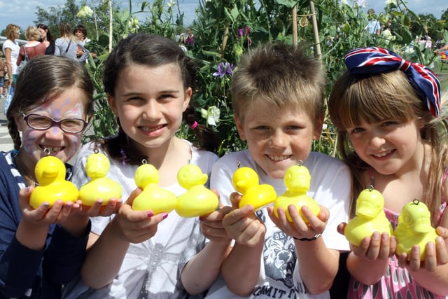 Holymoorside Primary School Summer Fair. 7 year old Emily Lane, Gabrielle Mainiero, 7, Tom Wood, 9 and Billie Eades, 8, pictured in 2012