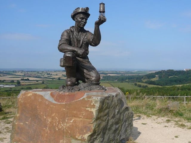 If a competition was held for the best view in the Mansfield and Ashfield area, this would surely win it. From the summit of Silverhill Woods, near Teversal, on the site of the former Silverhill Colliery, you can see over five counties. A bronze statue of a miner with a Davy lamp is a tribute to the days when King Coal reigned across Nottinghamshire.