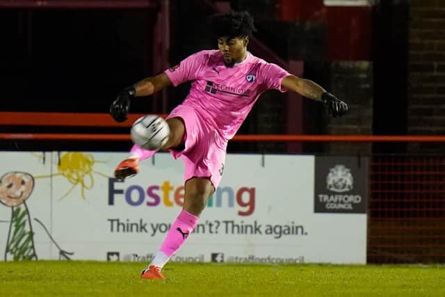 Goalkeeper Corey Addai signed for the Blues on Tuesday and started at Altrincham.