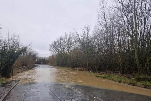 Flooding at Duckmanton. Image courtesy of Staveley South Chesterfield Borough Councillor Allan Ogle