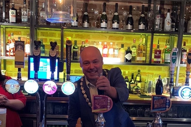 The first pint was pulled by Matlock’s Mayor, Coun Paul Cruise, who officially opened the bar with a glass of Derby Brewing’s Business as Usual.