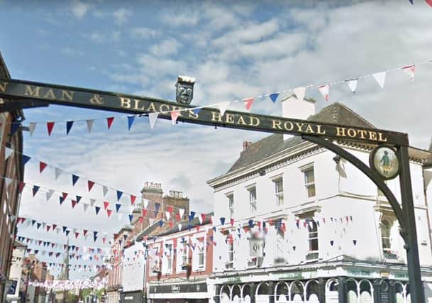 The controversial black head on the Ashbourne pub sign that has been taken down. Photo: Google Earth