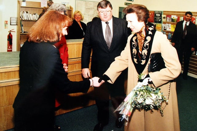 HRH Princess Anne visits Bakewell Library, February 16th, 1999.