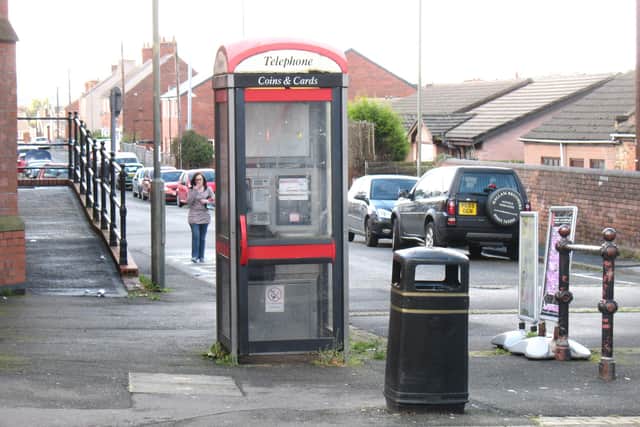 Phone kiosk on Heywood Street,  fronting High Street, Brimington was removed in November 2020 (photo contributed by Philip Cousins).