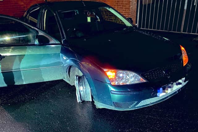 Police stopped Weaver when they noticed his car was missing a front tyre.