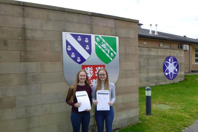 Netherthorpe School students Katherine Shaw and Zoe Shaw on A-Level results day