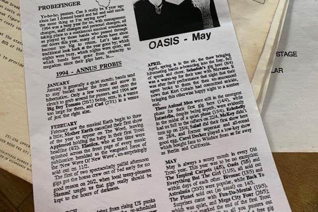 The early Oasis gig contract.