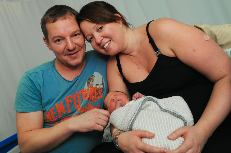 Claire Jenkins and Andrew Smith, of Tansley, with Isla Edith