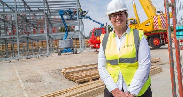 Councillor Tricia Gilby, leader of Chesterfield Borough Council, near the enterprise centre which is under construction.