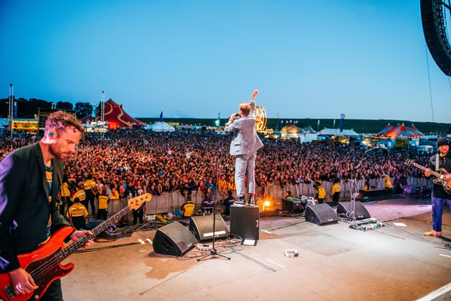 Kaiser Chiefs rocking the main stage in 2018 in Andy Hughes' photo.