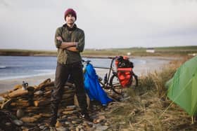 Simon Parker in Orkney on his epic cycle adventure (photo: Fionn McArthur)