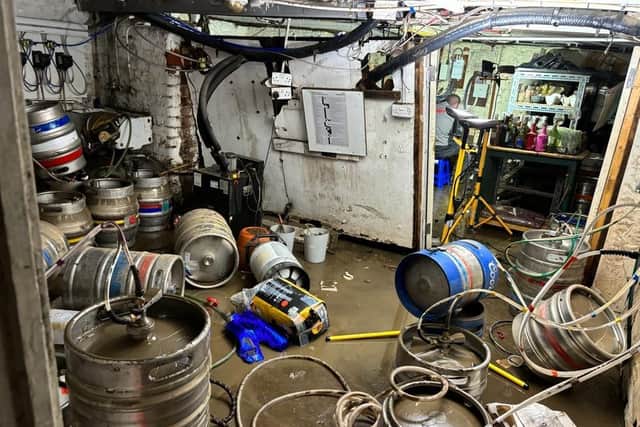 All the pub's equipment, stock, furniture and carpets are damaged, as well as cooling systems and refrigeration systems which are in the cellar. All the kitchen equipment has been ruined by the water damage too.
