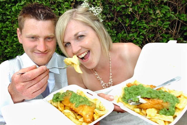 Joanne and Graham Flint married at Chesterfield Register Office and had a wedding breakfast of fish and chips and ice cream 99s at their home in Highfield View Road, Newbold.