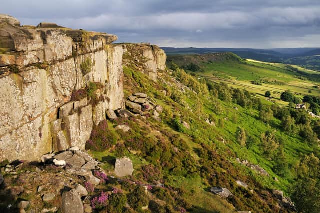 Visitors can enjoy spectacular views of the countryside from Curbar Edge.