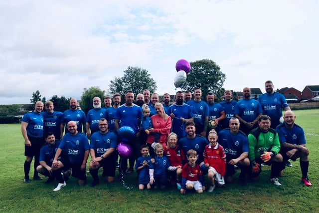 Wayne’s Wanderers, made up of Wayne's closest friends took on Grassmoor Legends, made up of past and present Grasmoor sports players. Wayne’s Wanderers wore blue T-shirts and Grassmoor Legend showed up wearing red.