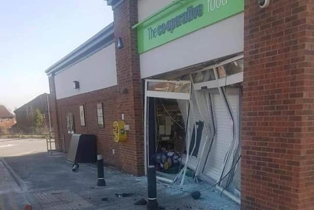 The Co-op, in Inkersall, has been hit by a ram-raid. Image: Coun Dean Rhodes.