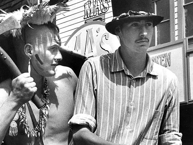 An 'Indian attacking a medicine man' during a show in May 1987