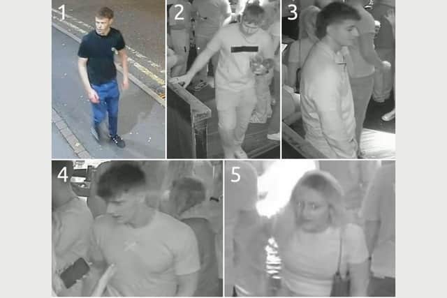 Officers have released images of five people they would like to trace in connection with an assault at a Chesterfield bar.