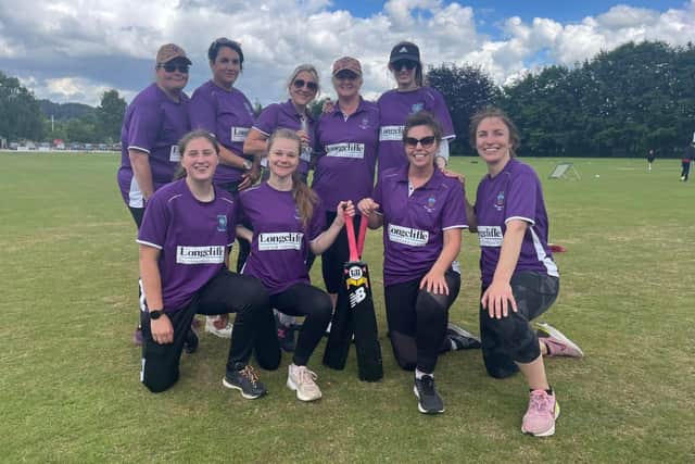 Matlock and Cromford Women's team, pictured before a festival at Riddings CC in 2022. 