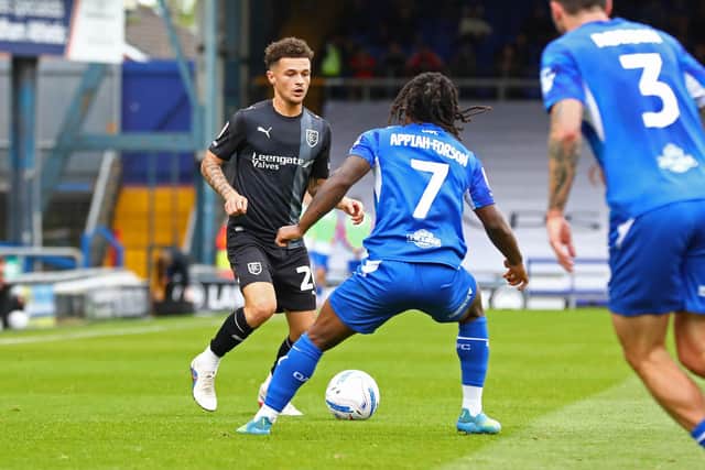 The tireless George McEachran on the ball. Pic: Tina Jenner