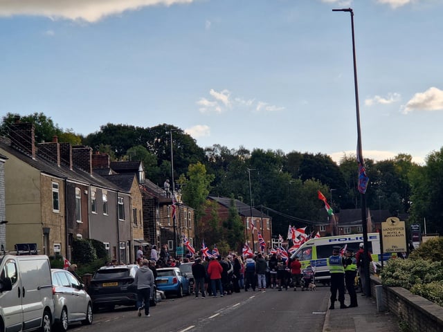 Police officers attended the protest.