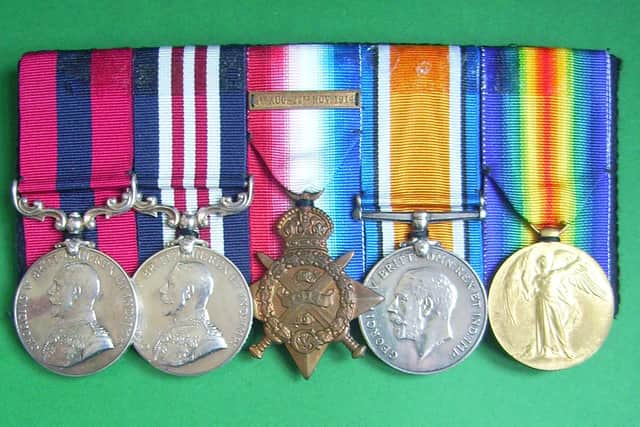 Medals awarded to Fred Tomlinson for his war service.