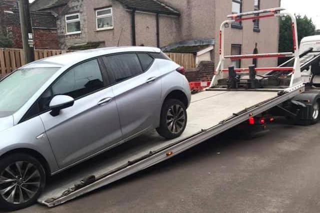 Police posted pictures of the car being towed away. Clay Cross Police SNT via Facebook.
