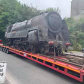 The locomotives are believed to be of a French design. They have now been coupled to carriages ahead of filming he scene at Darlton Quarry.