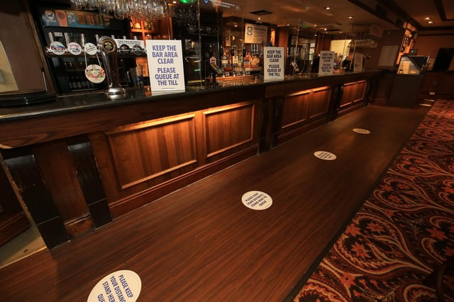Customers will be allowed to queue at the bar but their will be a limit on how many and customers must keep their distance with markings on the floor to help. Picture: Chris Etchells