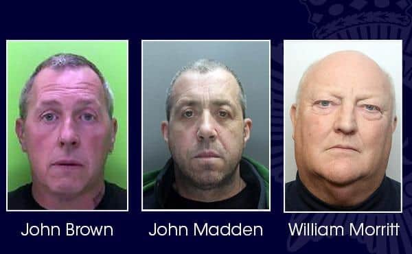 John Brown, John Madden and William Morritt were jailed for a combined total of 54 years. Photo: Nottinghamshire Police