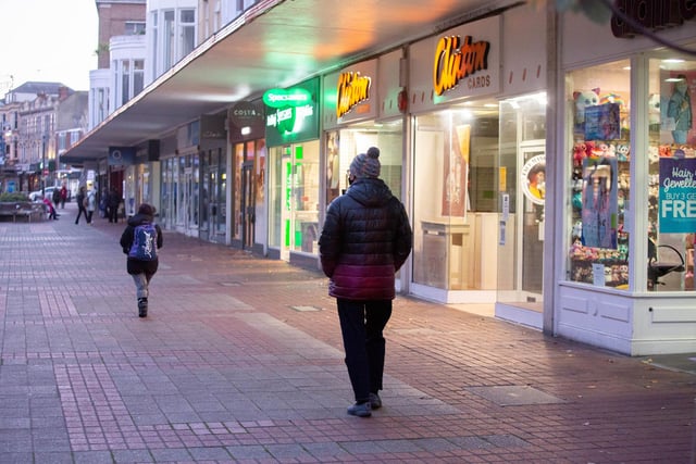 Some shoppers were out in Portsmouth, but nowhere near as many as before lockdown started. Picture: Habibur Rahman