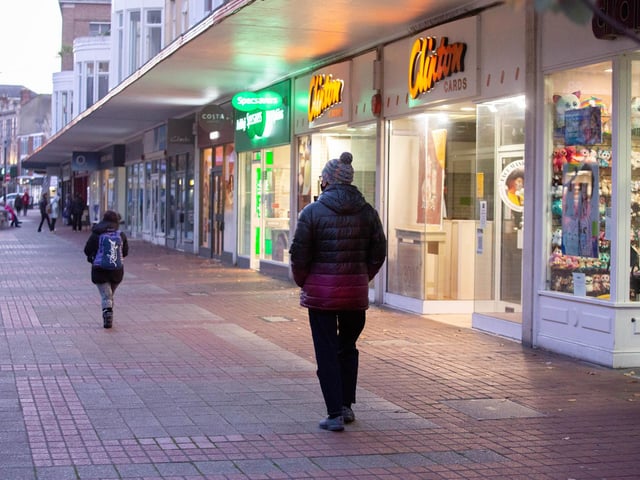 Some shoppers were out in Portsmouth, but nowhere near as many as before lockdown started. Picture: Habibur Rahman