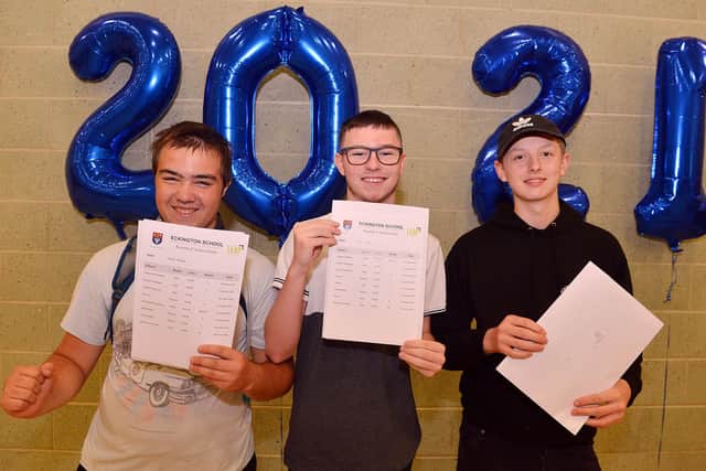 Eckington School GCSE results. Pictured are pupils David Waring, Jake Tindale and Sam Heap.
