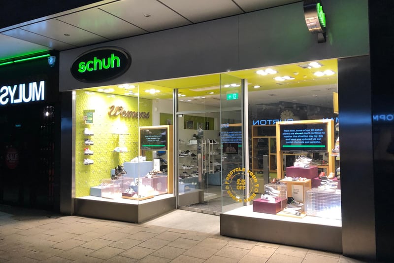 The Schuh shoe store in Commercial Road, photographed at 10.20pm on March 25. Picture: Richard Lemmer