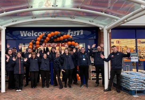 Members of the Just Good Friends Club with B&M workers at the opening of the new store at Mill Green, Clowne.
